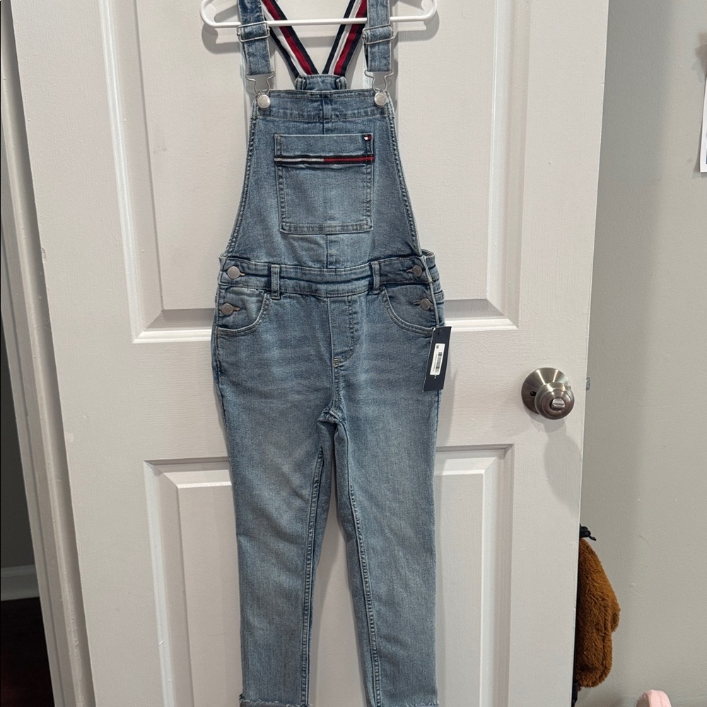 Tommy Hilfiger Kids Denim Overalls with Striped Straps